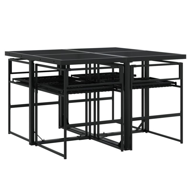 Casa si Gradina - Gradina si terasa - Mobilier exterior - Seturi mobila gradina - Set mobilier de gradina cu perne, 5 piese, negru, poliratan - Infinity.ro
