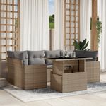Casa si Gradina - Gradina si terasa - Mobilier exterior - Seturi mobila gradina - Set canapele de gradina, 7 piese, cu perne, bej, poliratan - Infinity.ro