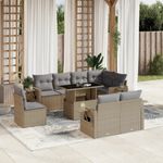 Casa si Gradina - Gradina si terasa - Mobilier exterior - Seturi mobila gradina - Set canapele de gradina, 9 piese, cu perne, bej, poliratan - Infinity.ro