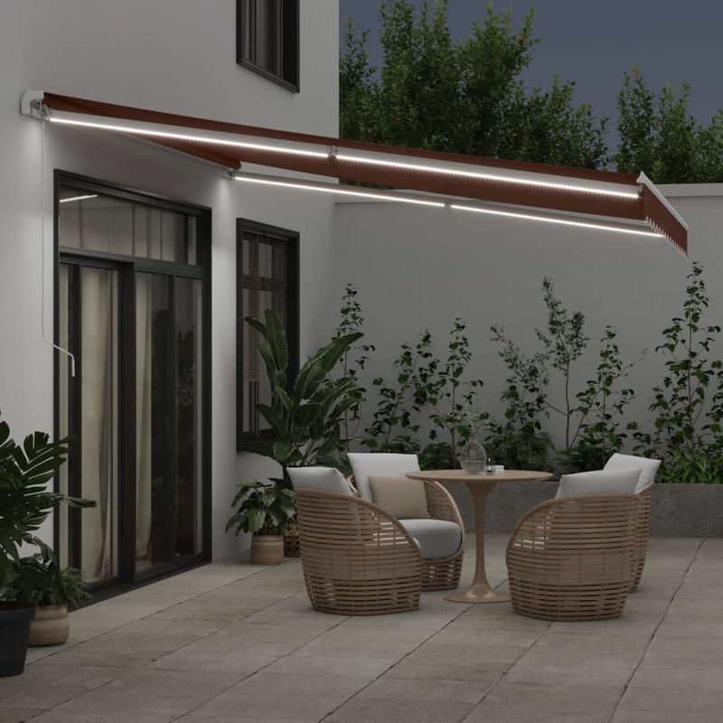 Casa si Gradina - Gradina si terasa - Umbrele si pavilioane - Umbrele - Copertina retractabila manual cu LED, maro, 400x300 cm - Infinity.ro