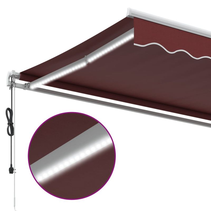 Casa si Gradina - Gradina si terasa - Umbrele si pavilioane - Umbrele - Copertina retractabila automat cu LED, visiniu, 450x350 cm - Infinity.ro
