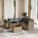 Casa si Gradina - Gradina si terasa - Mobilier exterior - Seturi mobila gradina - Set canapele de gradina cu perne, 6 piese, bej, poliratan - Infinity.ro