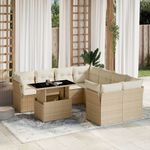 Casa si Gradina - Gradina si terasa - Mobilier exterior - Seturi mobila gradina - Set canapele de gradina, 9 piese, cu perne, bej, poliratan - Infinity.ro