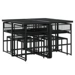Casa si Gradina - Gradina si terasa - Mobilier exterior - Seturi mobila gradina - Set mobilier de gradina cu perne, 9 piese, negru, poliratan - Infinity.ro