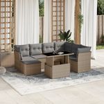 Casa si Gradina - Gradina si terasa - Mobilier exterior - Seturi mobila gradina - Set canapele de gradina, 8 piese, cu perne, bej, poliratan - Infinity.ro