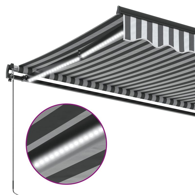 Casa si Gradina - Gradina si terasa - Umbrele si pavilioane - Umbrele - Copertina retractabila manual cu LED-uri antracit/alb 500x350cm - Infinity.ro
