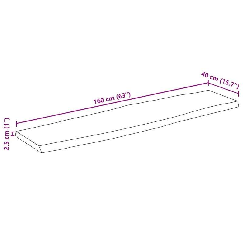 Casa si Gradina - Constructii - Lemn constructii - Placi lemn - Blat masa cu margini naturale, 160x40x2,5 cm, lemn masiv mango (finisaj stejar) - Infinity.ro