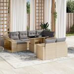 Casa si Gradina - Gradina si terasa - Mobilier exterior - Seturi mobila gradina - Set canapele de gradina cu perne, 11 piese, bej, poliratan - Infinity.ro