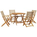 Casa si Gradina - Gradina si terasa - Mobilier exterior - Seturi mobila gradina - Set mobilier de gradina, 5 piese, bej, poliratan si lemn masiv - Infinity.ro