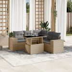 Casa si Gradina - Gradina si terasa - Mobilier exterior - Seturi mobila gradina - Set canapele de gradina cu perne, 6 piese, bej, poliratan - Infinity.ro