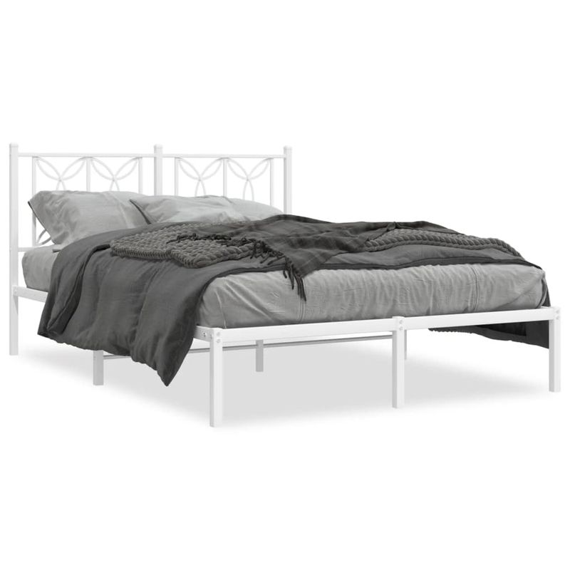 Casa si Gradina - Mobilier - Paturi si accesorii - Paturi - Cadru de pat metalic cu tablie, alb, 140x190 cm - Infinity.ro