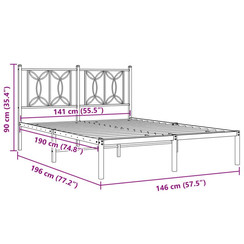 Casa si Gradina - Mobilier - Paturi si accesorii - Paturi - Cadru de pat metalic cu tablie, alb, 140x190 cm - Infinity.ro