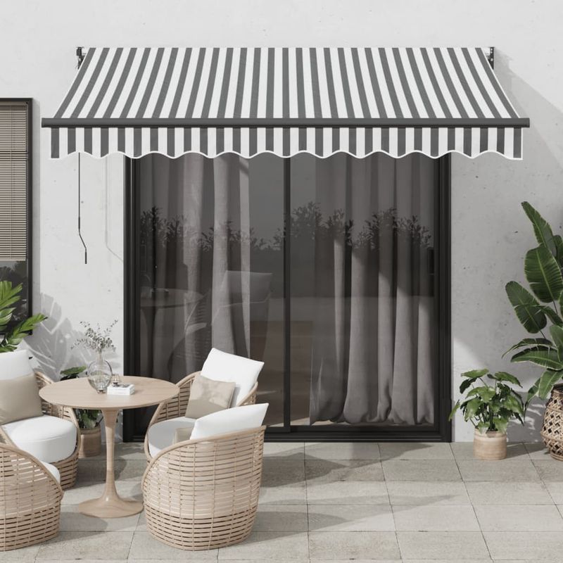 Casa si Gradina - Gradina si terasa - Umbrele si pavilioane - Umbrele - Copertina retractabila antracit/alb, 3x2,5 m, textil/aluminiu - Infinity.ro