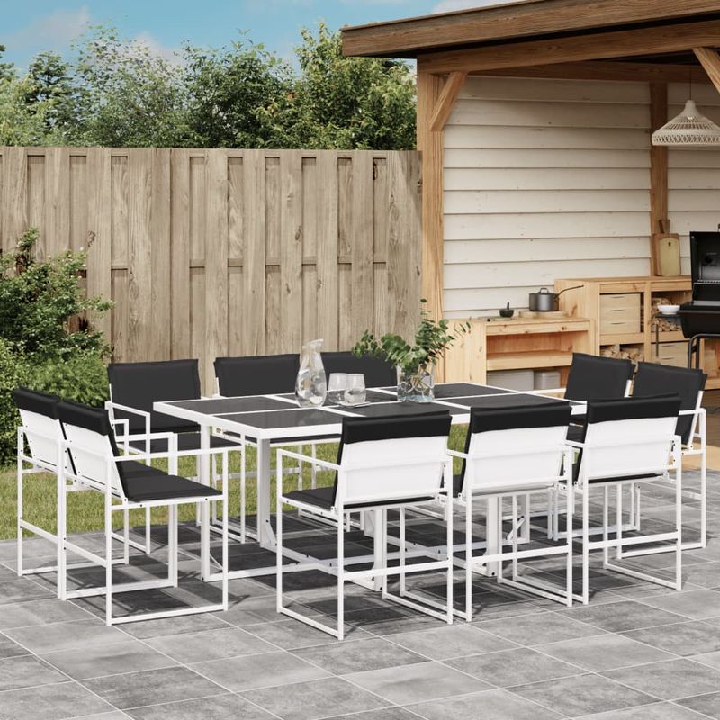 Casa si Gradina - Gradina si terasa - Mobilier exterior - Seturi mobila gradina - Set mobilier de gradina, 11 piese, cu perne, alb, textilena - Infinity.ro