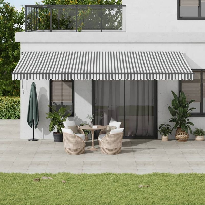 Casa si Gradina - Gradina si terasa - Umbrele si pavilioane - Umbrele - Copertina retractabila automat, antracit/alb, 600x350 cm - Infinity.ro