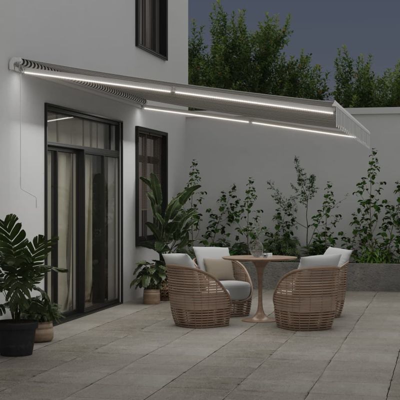 Casa si Gradina - Gradina si terasa - Umbrele si pavilioane - Umbrele - Copertina retractabila manual cu LED, antracit/alb, 500x350 cm - Infinity.ro