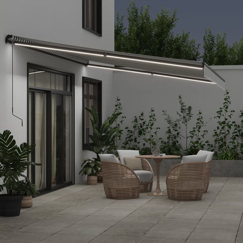 Casa si Gradina - Gradina si terasa - Umbrele si pavilioane - Umbrele - Copertina retractabila automat, antracit/alb, 600x350 cm - Infinity.ro