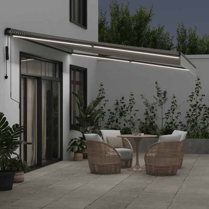 Casa si Gradina - Gradina si terasa - Umbrele si pavilioane - Umbrele - Copertina retractabila automat LED-uri antracit/alb 450x350 cm - Infinity.ro