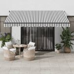 Casa si Gradina - Gradina si terasa - Umbrele si pavilioane - Umbrele - Copertina retractabila automat, antracit/alb, 400x300 cm - Infinity.ro