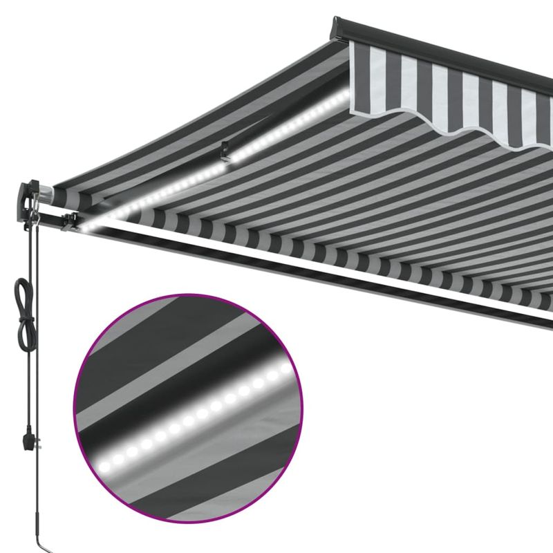 Casa si Gradina - Gradina si terasa - Umbrele si pavilioane - Umbrele - Copertina retractabila automat LED-uri antracit/alb 450x350 cm - Infinity.ro