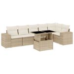 Casa si Gradina - Gradina si terasa - Mobilier exterior - Seturi mobila gradina - Set canapele de gradina, 7 piese, cu perne, bej, poliratan - Infinity.ro