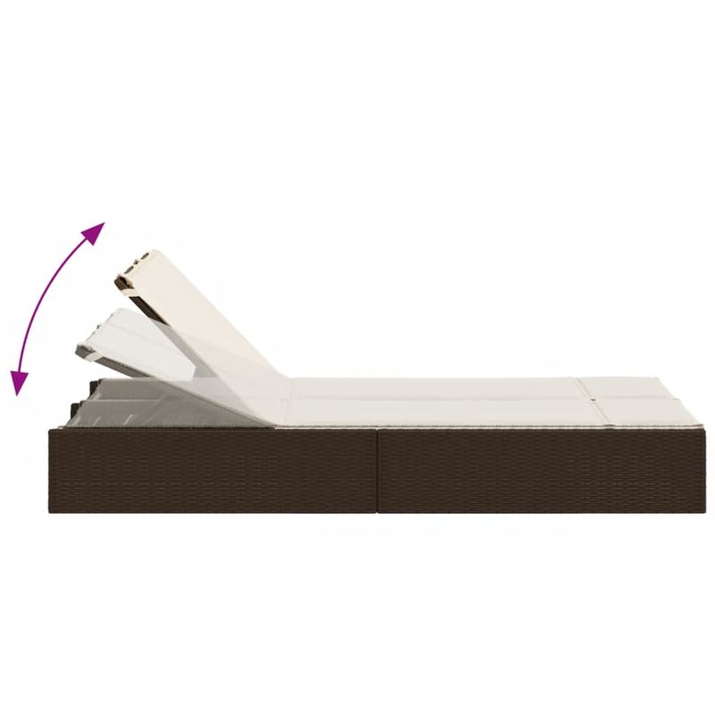 Casa si Gradina - Gradina si terasa - Mobilier exterior - Scaune si sezlonguri gradina - Sezlong dublu cu perne, maro, poliratan - Infinity.ro