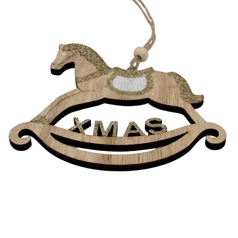 Casa si Gradina - Decoratiuni - Decoratiuni de sezon - Ornament din lemn - Balansoar calut XMAS, crem - House of Seasons - Infinity.ro