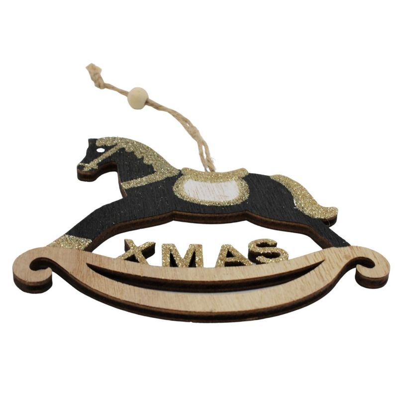 Casa si Gradina - Decoratiuni - Decoratiuni de sezon - Ornament din lemn - Balansoar calut XMAS, negru - House of Seasons - Infinity.ro