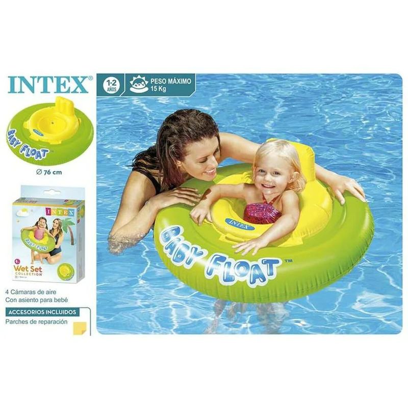 Jucarii, Copii si Bebe - Jucarii si jocuri - Jucarii de exterior - Colaci, ochelari si accesorii inot copii - Colac de inot intex galben/verde pentru bebelusi 76 cm, 56588eu - Infinity.ro