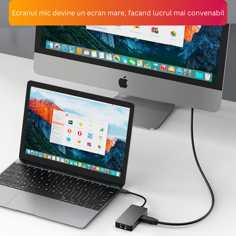 PC, gaming si accesorii - Retelistica - Hub-uri - Hub USB 6 in 1 MAROVIO®, HDMI 4K@60Hz  3 x USB 3.2 USB Type-C US Type-C PD 100W RJ45 10/100/1000 Mbps - Infinity.ro