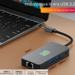 PC, gaming si accesorii - Retelistica - Hub-uri - Hub USB 6 in 1 MAROVIO®, HDMI 4K@60Hz  3 x USB 3.2 USB Type-C US Type-C PD 100W RJ45 10/100/1000 Mbps - Infinity.ro