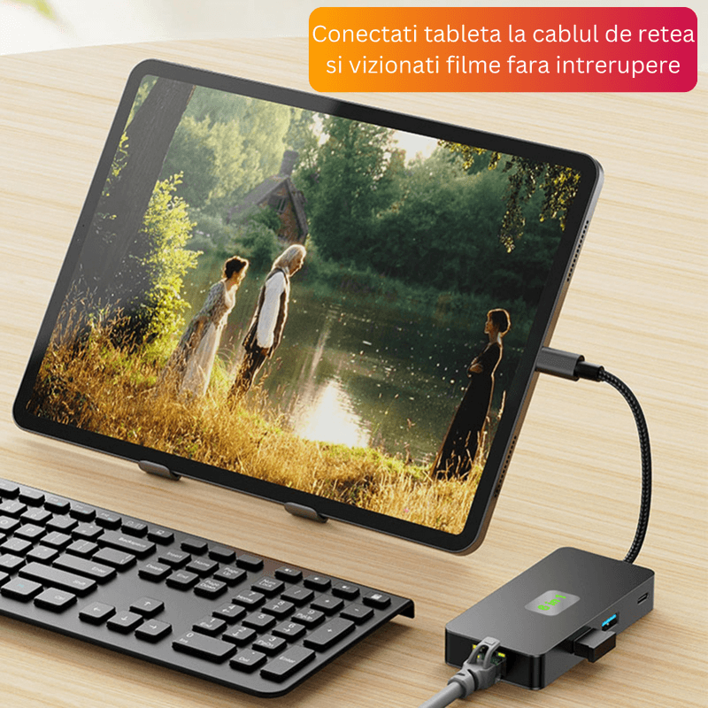 PC, gaming si accesorii - Retelistica - Hub-uri - Hub USB 6 in 1 MAROVIO®, HDMI 4K@60Hz  3 x USB 3.2 USB Type-C US Type-C PD 100W RJ45 10/100/1000 Mbps - Infinity.ro