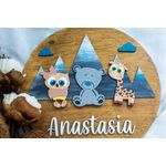 Casa si Gradina - Decoratiuni - Obiecte decorative - Decoratiuni camera copilului - Decor Personalizabil, HandyHands, cu Nume din lemn 3 Animalute 36 cm - Infinity.ro