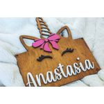 Casa si Gradina - Decoratiuni - Obiecte decorative - Decoratiuni camera copilului - Decor Personalizabil, HandyHands, cu Nume din lemn Unicorn - 24 L x 26 H (cm) - Infinity.ro