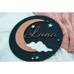 Casa si Gradina - Decoratiuni - Obiecte decorative - Decoratiuni camera copilului - Decor Personalizabil, HandyHands, cu Nume din lemn Luna 36 cm - Infinity.ro