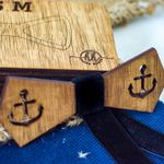 Fashion, accesorii si bijuterii - Barbati - Accesorii barbati - Cravate si papioane barbati - Papion din Lemn HH366, Handmade, in Cutie Premium Personalizata - Infinity.ro