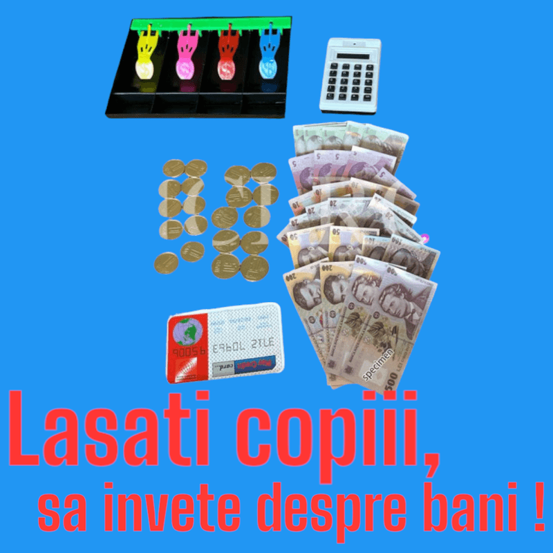 Jucarii, Copii si Bebe - Jucarii si jocuri - Jucarii & jocuri educative - Jucarii interactive - Joc interactiv kidsnplay, sertarul cu bani si monede romanesti, cu card bancar, pentru educatie finaciara, 3 ani+ - Infinity.ro