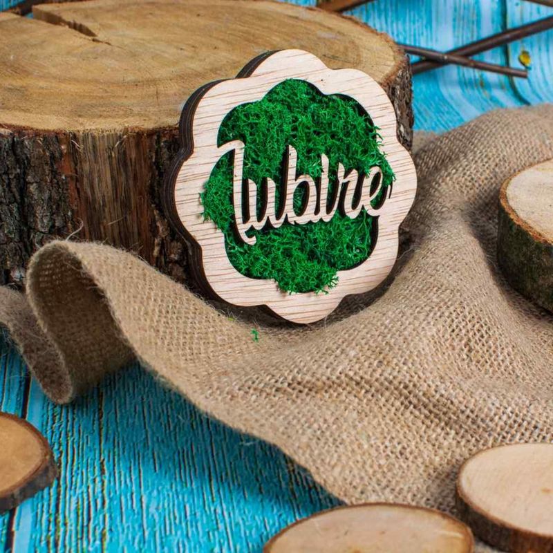 Casa si Gradina - Decoratiuni - Decoratiuni perete - Decor Floare cu Iubire HH1546 din lemn Personalizat cu Licheni - 30x30 cm - Infinity.ro