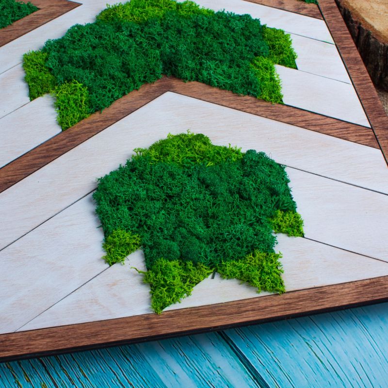 Casa si Gradina - Decoratiuni - Decoratiuni perete - Decor de Perete Mozaic HH1538 din lemn Personalizat cu Licheni - 30x30 cm - Infinity.ro