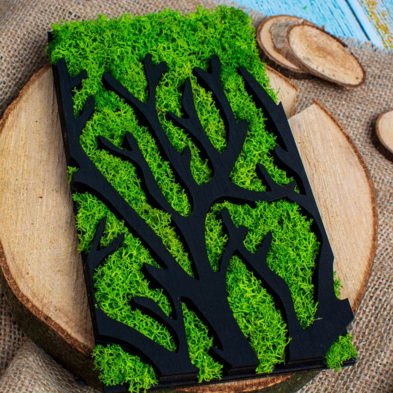 Casa si Gradina - Decoratiuni - Decoratiuni perete - Decor Personalizat Licheni Crengi de Copac din lemn HH1528 - 16x30 cm - Infinity.ro