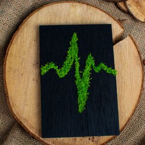 Decor 3 Parti Inima HH1529 din lemn Personalizat cu Licheni - 50x25 cm