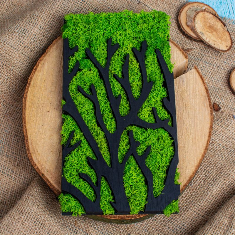 Casa si Gradina - Decoratiuni - Decoratiuni perete - Decor Personalizat Licheni Crengi de Copac din lemn HH1528 - 16x30 cm - Infinity.ro