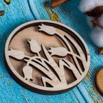 Casa si Gradina - Decoratiuni - Decoratiuni perete - Decor Rotund Lalele Blank HH1525 din lemn pentru Licheni - 10x10 cm - Infinity.ro