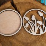 Casa si Gradina - Decoratiuni - Decoratiuni perete - Decor Rotund Lalele Blank HH1525 din lemn pentru Licheni - 10x10 cm - Infinity.ro