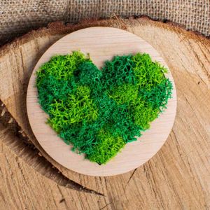 Decor Inima HH1544 din lemn Personalizat cu Licheni - 30x30 cm