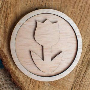 Decor Lalea Blank HH1517 din lemn pentru Licheni - 10x10 cm