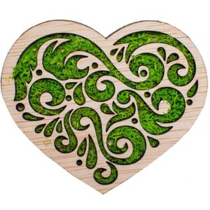 Decor Inima HH1542 din lemn Personalizat cu Licheni - 30x25 cm