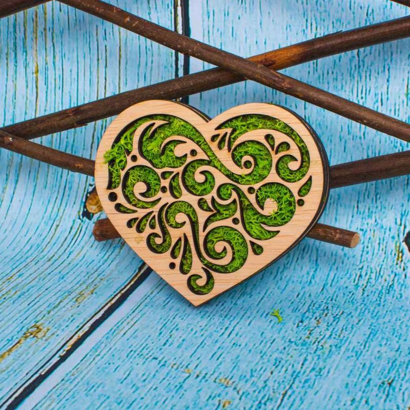Casa si Gradina - Decoratiuni - Decoratiuni perete - Decor Inima HH1542 din lemn Personalizat cu Licheni - 12x10 cm - Infinity.ro
