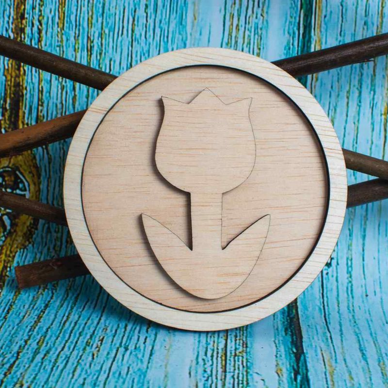 Casa si Gradina - Decoratiuni - Decoratiuni perete - Decor Lalea Blank HH1517 din lemn pentru Licheni - 10x10 cm - Infinity.ro