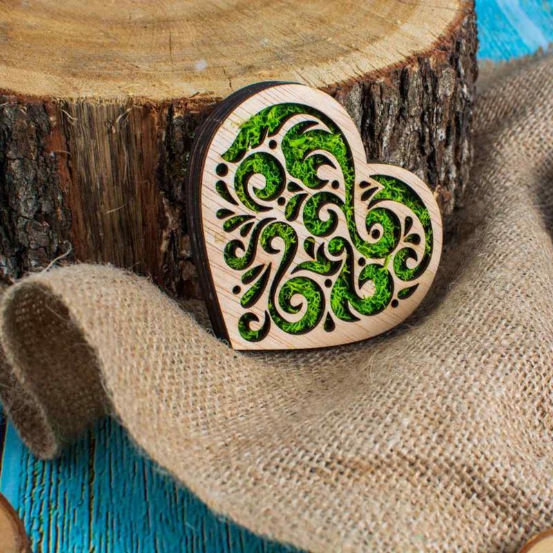 Casa si Gradina - Decoratiuni - Decoratiuni perete - Decor Inima HH1542 din lemn Personalizat cu Licheni - 12x10 cm - Infinity.ro